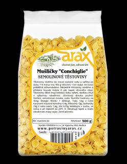 Semolinové těstoviny mušličky "Conchiglie" Gramáž: 500 g