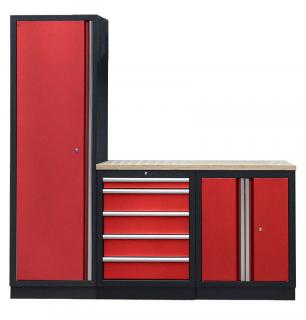 4 ks sestava kvalitního PROFI RED dílenského nábytku - RTGS1300BAL05