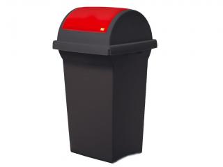 Elkoplast Odpadkový koš na tříděný odpad SWING 50 l, černá nádoba, červené víko 227-72297