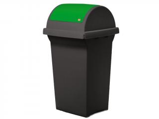 Elkoplast Odpadkový koš na tříděný odpad SWING 50 l, černá nádoba, zelené víko 227-72296