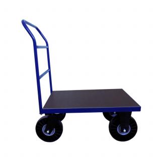 HTI Plošinový vozík 800x600 - s vodorovnými příčkami - 400 kg - Pryžová kola