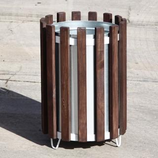 HTI Venkovní odpadkový koš dřevěný kulatý EW-1026