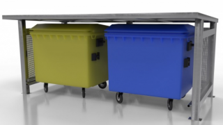 Kovo-ART Přístřešek pro odpadové kontejnery Duo Typ ukotvení: dlouhé (k zabetonování), Barva konstrukce: bílá komaxit (RAL 9003), Typ přístřešku: 2…