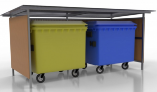 Kovo-ART Přístřešek pro odpadové kontejnery Lido Typ ukotvení: dlouhé (k zabetonování), Barva konstrukce: bílá komaxit (RAL 9003), Typ přístřešku: 2…