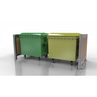 Kovo-ART Přístřešek pro odpadové kontejnery Wood II Typ ukotvení: dlouhé (k zabetonování), Barva konstrukce: hnědá komaxit (RAL 8017), Typ přístřešku:…