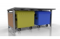 Kovo-ART Přístřešek pro odpadové kontejnery Wood Typ ukotvení: dlouhé (k zabetonování), Barva konstrukce: bílá komaxit (RAL 9003), Typ přístřešku: 2…