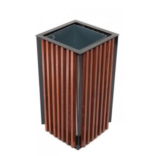 Kovo-ART Venkovní odpadkový koš dřevěný 65 l Typ ukotvení: dlouhé (k zabetonování), Barva konstrukce: kovářská čerň
