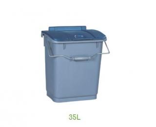 Odpadkový koš na tříděný odpad MODULOBAC 35 l, 35 l,šedá nádoba, zelené víko