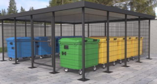 Přístřešek pro odpadové kontejnery Nero Barva konstrukce: hnědá komaxit (RAL 8017), Typ přístřešku: 9 kontejnerů