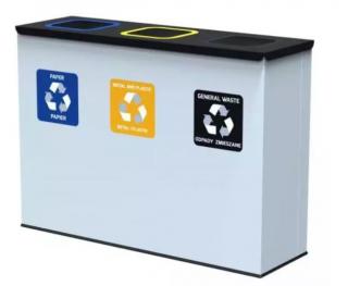Třídílný antibakteriální odpadkový koš na tříděný odpad 3x60l