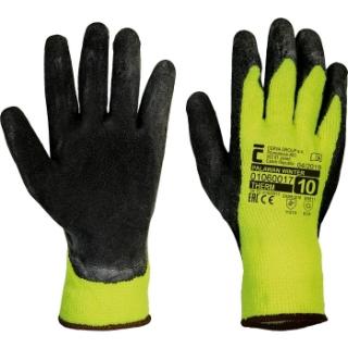 Zimní pracovní rukavice PALAWAN WINTER, žluté latex, balení 12 párů Velikost: 10
