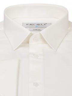 Pánská košile FERATT F-LINE smetanová SLIM manžetové knoflíčky Velikost: S