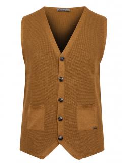 Pánský propínací svetr - vesta BRUCE hnědá Velikost: L