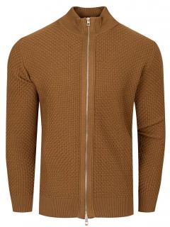 Pánský svetr na zip ANDREW II hnědý Velikost: M