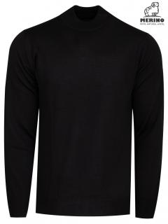 Pánský svetr s rolákem MERINO HENRI černý Velikost: XL