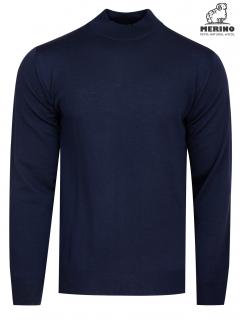 Pánský svetr s rolákem MERINO HENRI tmavě modrý Velikost: XL