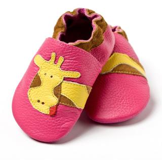 Barefoot capáčky Liliputi® - Fuchsia Giraffe Velikost: L, Délka boty: 140, Šířka boty: 70