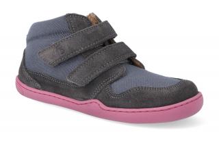 Barefoot kotníková obuv bLIFESTYLE - Loris velcro grau Velikost: 26, Délka boty: 177, Šířka boty: 68