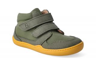 Barefoot kotníková obuv bLIFESTYLE - Loris velcro moosgrun Velikost: 21, Délka boty: 144, Šířka boty: 61