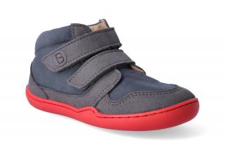 Barefoot kotníková obuv bLIFESTYLE - Loris velcro steingrau Velikost: 23, Délka boty: 156, Šířka boty: 64