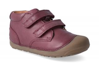 Barefoot kotníková obuv Bundgaard - Petit Velcro Plum Velikost: 20, Délka boty: 125, Šířka boty: 55