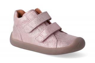 Barefoot kotníková obuv Bundgaard - Walk Velcro Pink Grille Velikost: 25, Délka boty: 160, Šířka boty: 64