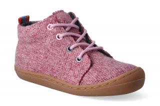 Barefoot kotníková obuv KOEL - Ben Merino Melang imperial pink Velikost: 20, Délka boty: 130, Šířka boty: 67