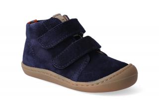 Barefoot kotníková obuv KOEL4kids - Korkid velour dark blue Velikost: 20, Délka boty: 128, Šířka boty: 53