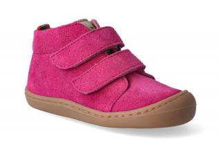 Barefoot kotníková obuv KOEL4kids - Korkid velour fuchsia Velikost: 23, Délka boty: 149, Šířka boty: 58