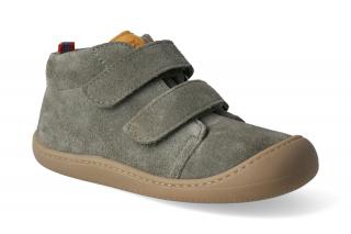 Barefoot kotníková zateplená obuv KOEL4kids - Plus fleece velour olive Velikost: 21, Délka boty: 135, Šířka boty: 60