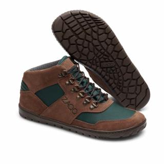 Barefoot outdoorová obuv Zaqq - Hiqe mid Brown Green Velikost: 37, Délka boty: 238, Šířka boty: 90