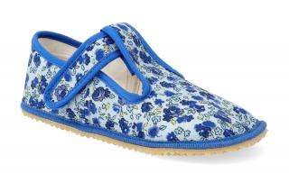 Barefoot přezůvky Beda - Širší typ Blue Flowers Velikost: 24, Délka boty: 153, Šířka boty: 66