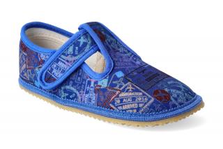 Barefoot přezůvky Beda - Širší typ Modré nápisy Velikost: 29, Délka boty: 188, Šířka boty: 74