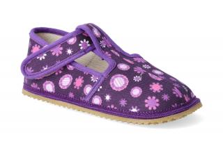 Barefoot přezůvky Beda - Úzký typ fialové kvítky Velikost: 23