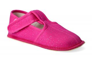 Barefoot přezůvky Beda - Úzký typ růžová třpytka Velikost: 29, Délka boty: 186, Šířka boty: 70