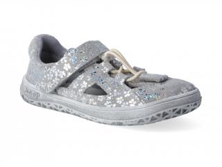 Barefoot sandálky Jonap - B9 kytka šedá Velikost: 24, Délka boty: 160, Šířka boty: 70