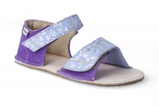Barefoot sandálky OKbarefoot- Mirrisa fialové kytičky Velikost: 28, Délka boty: 188, Šířka boty: 74