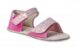 Barefoot sandálky OKbarefoot- Mirrisa růžové kytičky Velikost: 28, Délka boty: 188, Šířka boty: 74