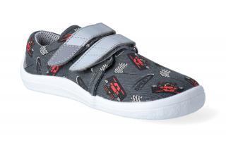 Barefoot tenisky Beda - šedá formule textilní Velikost: 26, Délka boty: 165, Šířka boty: 72