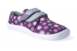 Barefoot tenisky Beda - Violet flower textilní Velikost: 27, Délka boty: 170, Šířka boty: 73