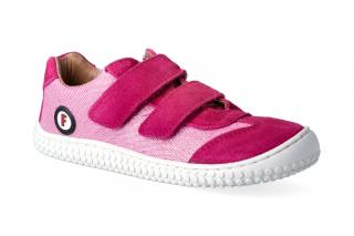Barefoot tenisky Filii - Leguan velcro velours/textile pink Velikost: 20
