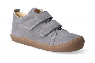 Barefoot tenisky KOEL4kids - KORKID velour grey Velikost: 20, Délka boty: 128, Šířka boty: 53