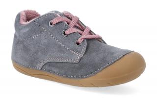 Barefoot zateplená obuv Lurchi - Flori suede grey rose Velikost: 23, Délka boty: 145, Šířka boty: 58