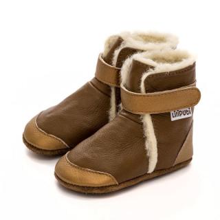 Barefoot zimní capáčky Liliputi® - Booties Copper Velikost: M, Délka boty: 126, Šířka boty: 68