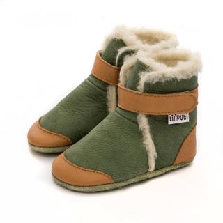 Barefoot zimní capáčky Liliputi® - Booties Pistachio Velikost: M, Délka boty: 126, Šířka boty: 68