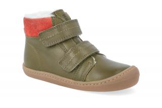 Barefoot zimní obuv KOEL4kids - Bart nappa wool Khaki Velikost: 24, Délka boty: 154, Šířka boty: 60