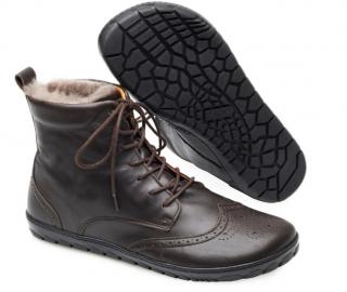 Barefoot zimní obuv Zaqq - QUINTIC Winter Brogue Brown Velikost: 42, Délka boty: 275, Šířka boty: 100