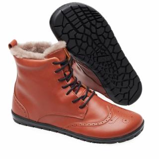 Barefoot zimní obuv Zaqq - QUINTIC Winter Brogue Cognac Velikost: 37, Délka boty: 240, Šířka boty: 88