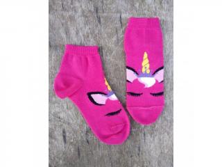 Dětské bavlněné ponožky Trepon - Jednorožec Barva: Tmavě růžová, Velikost: 13-15cm