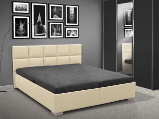 Čalouněná postel s úložným prostorem LUXOR 180 Barva: eko kůže béžová, typ matrace: Boxspring